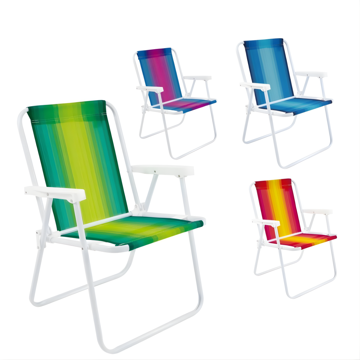 Kit 4 Cadeiras de Praia Mor Aço Cores Sortidas