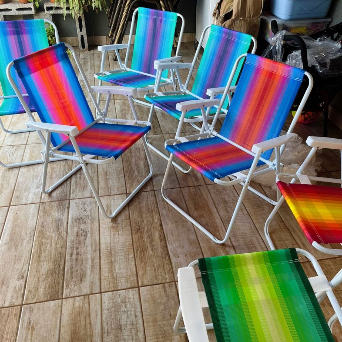 Kit 4 Cadeiras de Praia Mor Aço Cores Sortidas