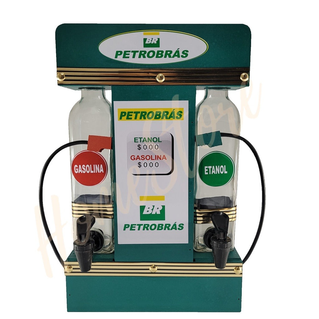 Pingometro Posto de Combustível Colorido para Cachaça em Madeira com 1 Copo para Área de Churrasco